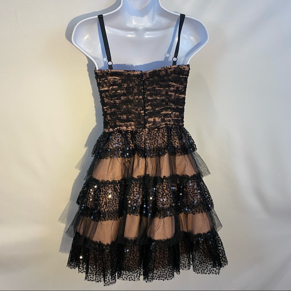 Betsey Johnson Bustier Lace Tulle Sequin Party Mini Dress Black and Pink 2 NWOT - Picture 11 of 17
